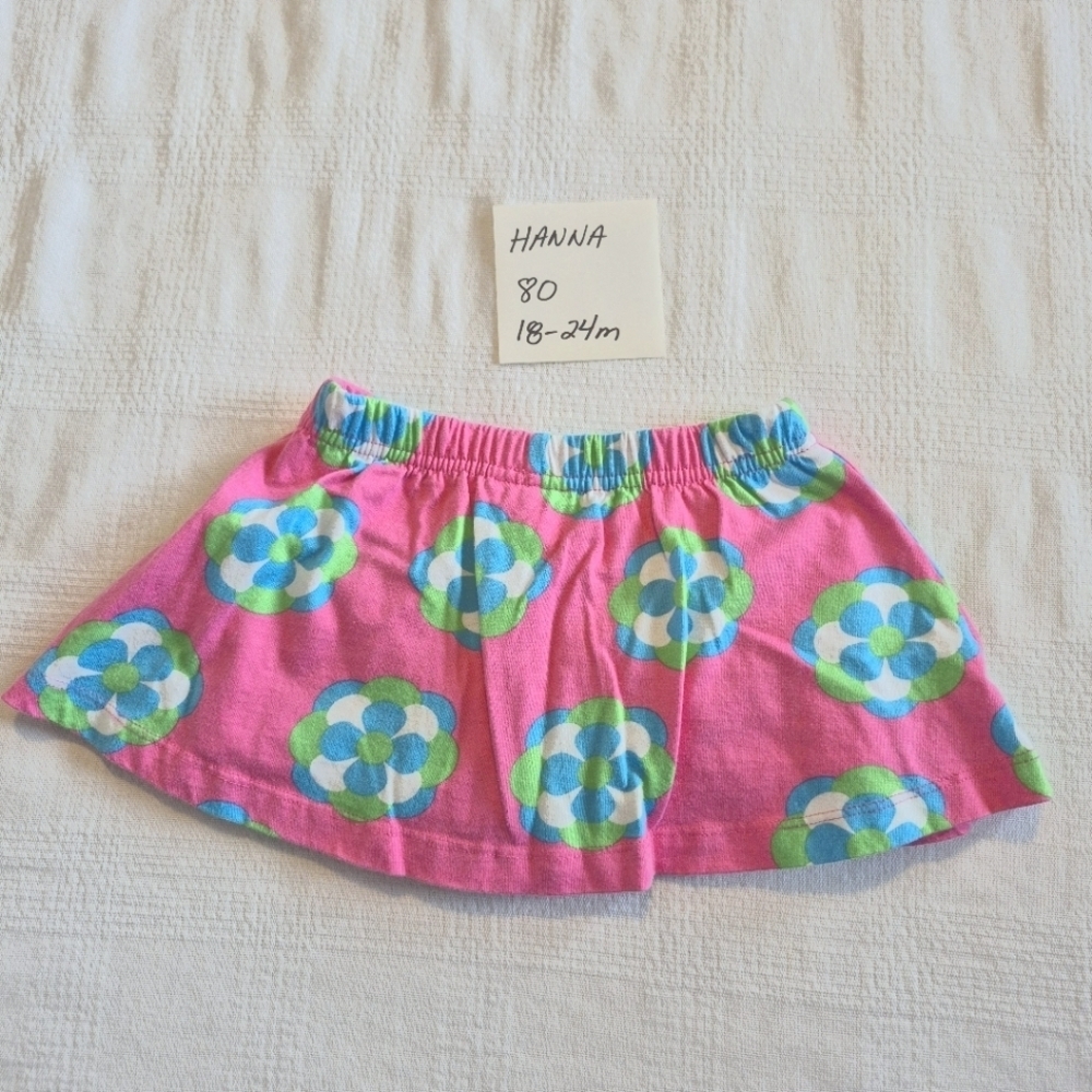 Hanna Andersson girls size 80 or 18-24 months pink floral skirt with shorts